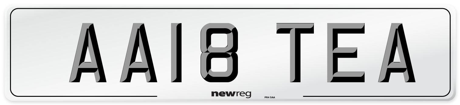 AA18 TEA Number Plate from New Reg